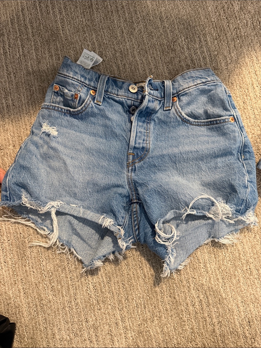 Levi 501 curve Light Blue Distressed Denim Shorts - Women